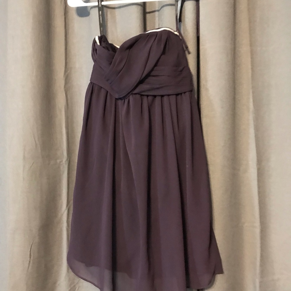 Dark purple strapless mini dress